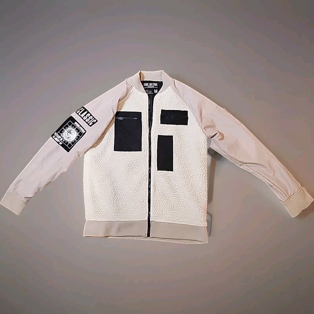 FIVE BY FIVE MASTERPIECE Men's Sherpa‎ Zip Fleece Jacket Medium